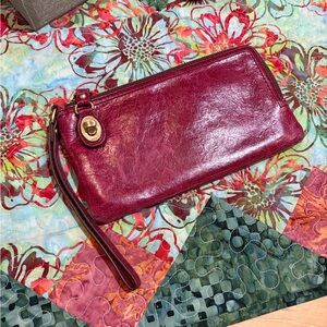 HOBO Rich Burgundy Leather Clutch
